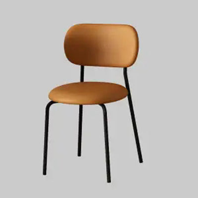 Contemporary Scandinavian Round Leather Iron Legs Stackable Dining Chair Backrest For Dining Room