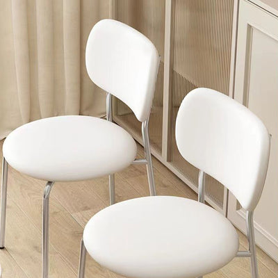 Contemporary Scandinavian Round Leather Iron Legs Stackable Dining Chair Backrest For Dining Room