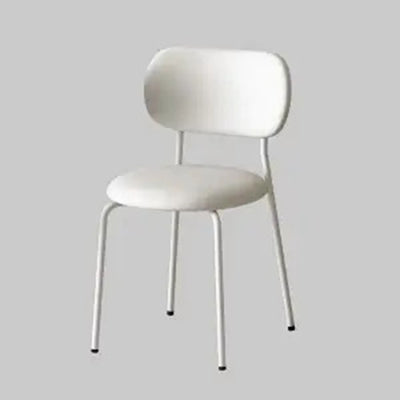 Contemporary Scandinavian Round Leather Iron Legs Stackable Dining Chair Backrest For Dining Room