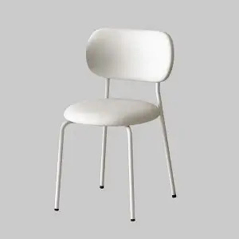 Contemporary Scandinavian Round Leather Iron Legs Stackable Dining Chair Backrest For Dining Room