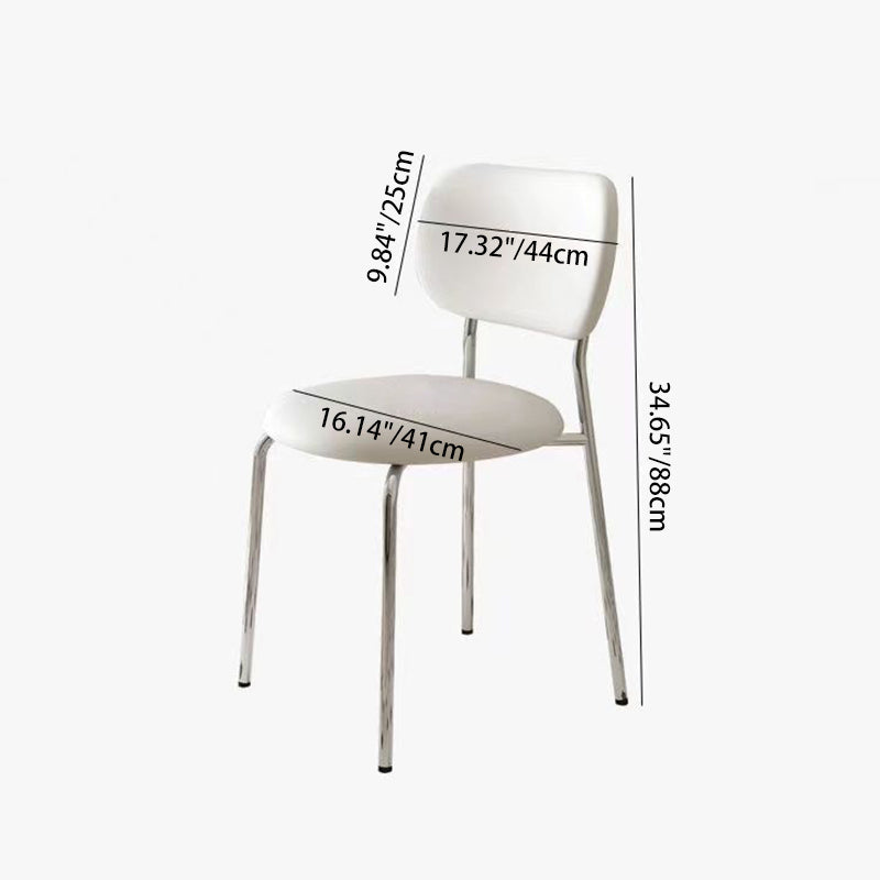 Contemporary Scandinavian Round Leather Iron Legs Stackable Dining Chair Backrest For Dining Room
