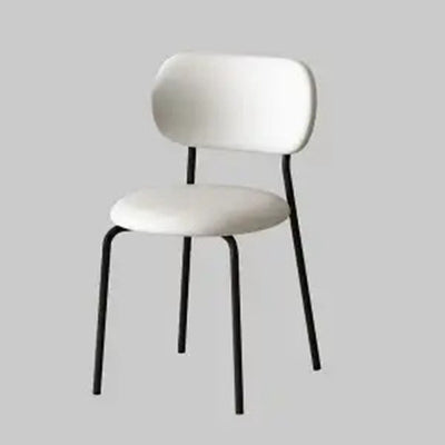 Contemporary Scandinavian Round Leather Iron Legs Stackable Dining Chair Backrest For Dining Room