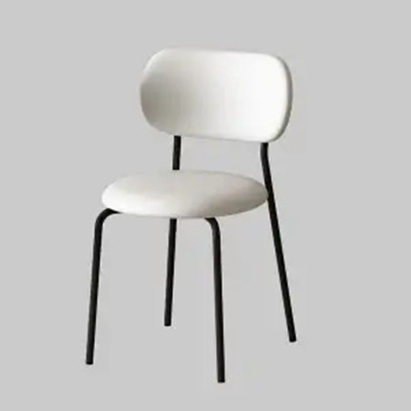 Contemporary Scandinavian Round Leather Iron Legs Stackable Dining Chair Backrest For Dining Room