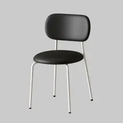 Contemporary Scandinavian Round Leather Iron Legs Stackable Dining Chair Backrest For Dining Room