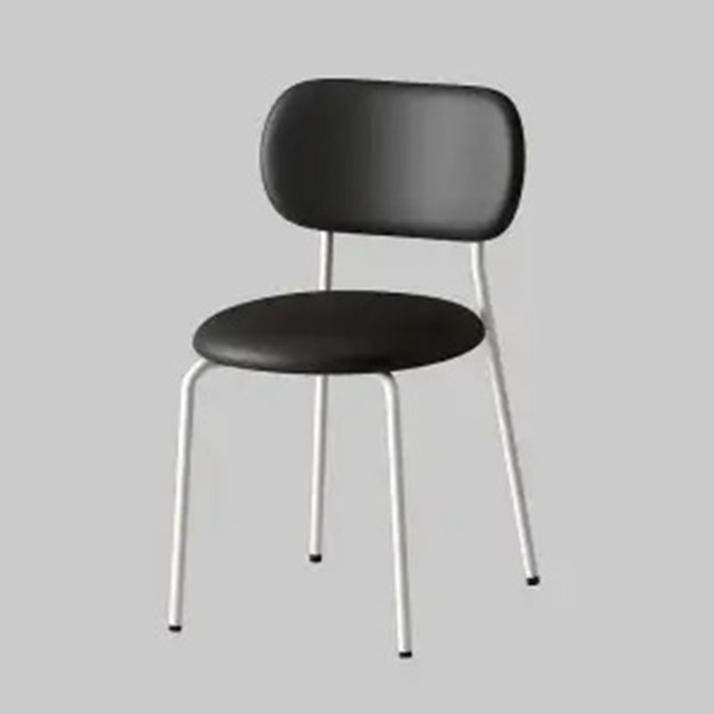 Contemporary Scandinavian Round Leather Iron Legs Stackable Dining Chair Backrest For Dining Room