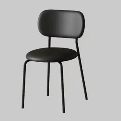 Contemporary Scandinavian Round Leather Iron Legs Stackable Dining Chair Backrest For Dining Room