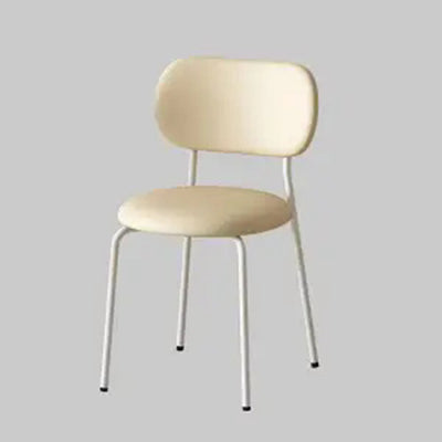 Contemporary Scandinavian Round Leather Iron Legs Stackable Dining Chair Backrest For Dining Room