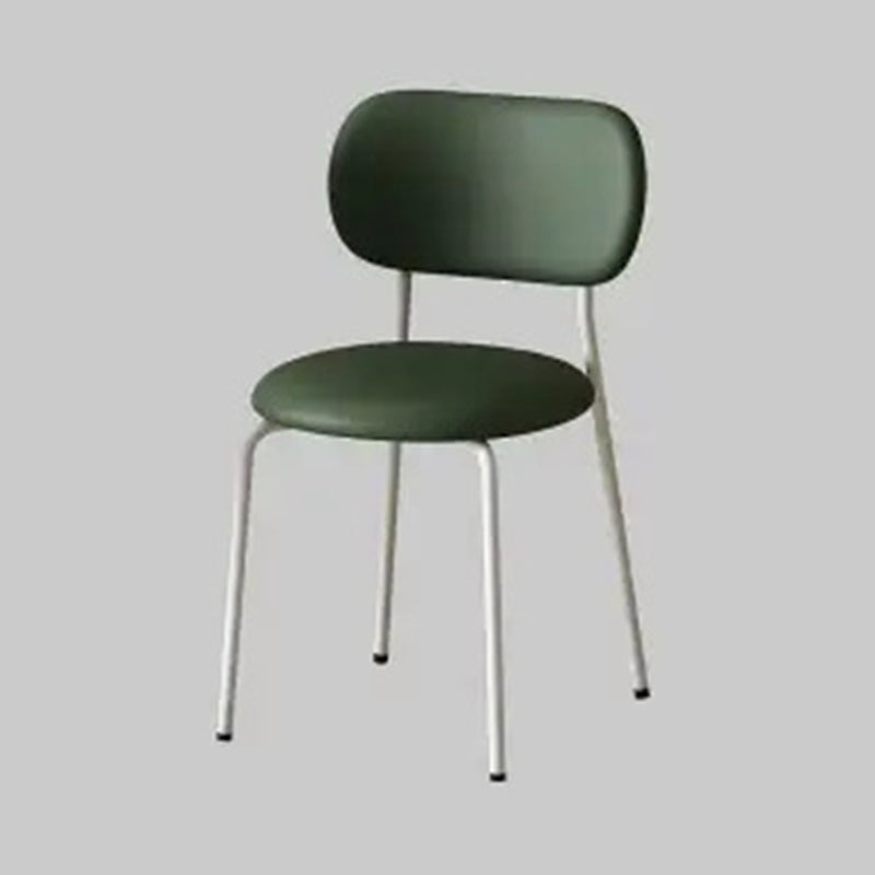 Contemporary Scandinavian Round Leather Iron Legs Stackable Dining Chair Backrest For Dining Room