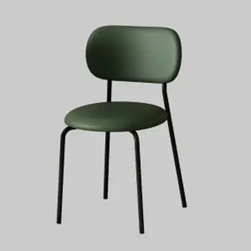 Contemporary Scandinavian Round Leather Iron Legs Stackable Dining Chair Backrest For Dining Room
