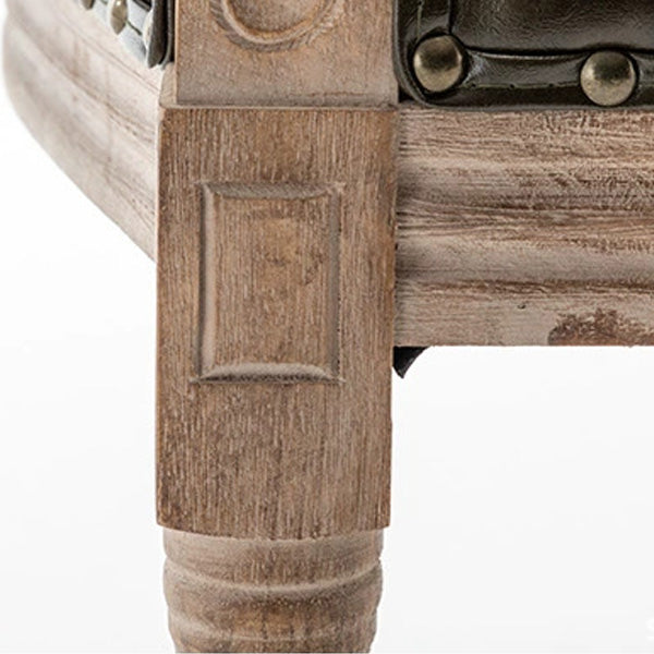 Silla de comedor de madera maciza tapizada en cuero genuino europeo tradicional con respaldo arqueado para comedor 