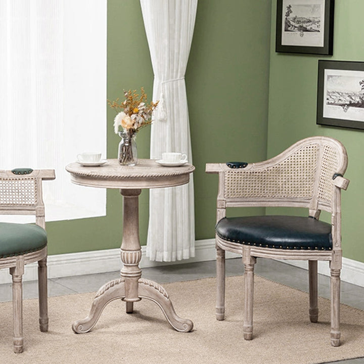 Chaise de salle à manger en cuir véritable européen traditionnel en bois massif avec dossier arc pour salle à manger 