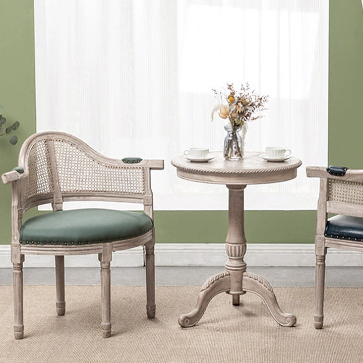 Chaise de salle à manger en cuir véritable européen traditionnel en bois massif avec dossier arc pour salle à manger 