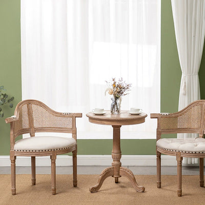 Silla de comedor de madera maciza tapizada en cuero genuino europeo tradicional con respaldo arqueado para comedor 