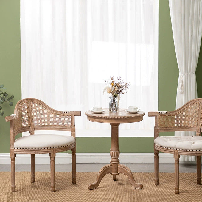 Silla de comedor de madera maciza tapizada en cuero genuino europeo tradicional con respaldo arqueado para comedor 