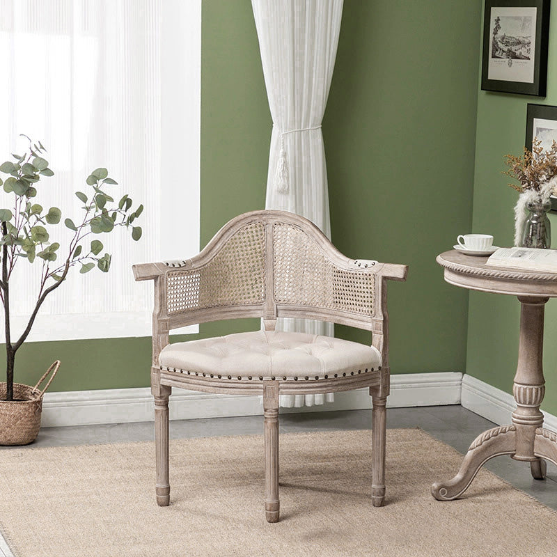 Chaise de salle à manger en cuir véritable européen traditionnel en bois massif avec dossier arc pour salle à manger 