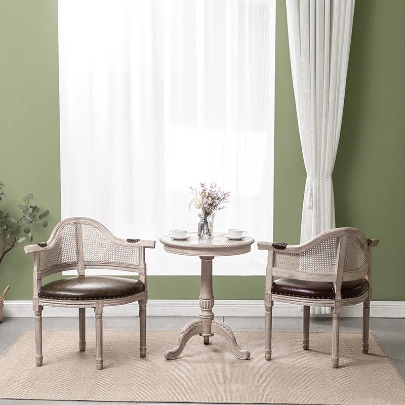 Chaise de salle à manger en cuir véritable européen traditionnel en bois massif avec dossier arc pour salle à manger 