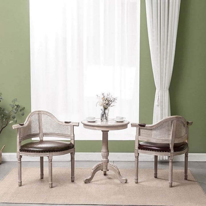 Chaise de salle à manger en cuir véritable européen traditionnel en bois massif avec dossier arc pour salle à manger 