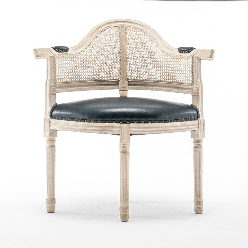 Chaise de salle à manger en cuir véritable européen traditionnel en bois massif avec dossier arc pour salle à manger 