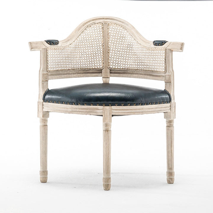 Chaise de salle à manger en cuir véritable européen traditionnel en bois massif avec dossier arc pour salle à manger 