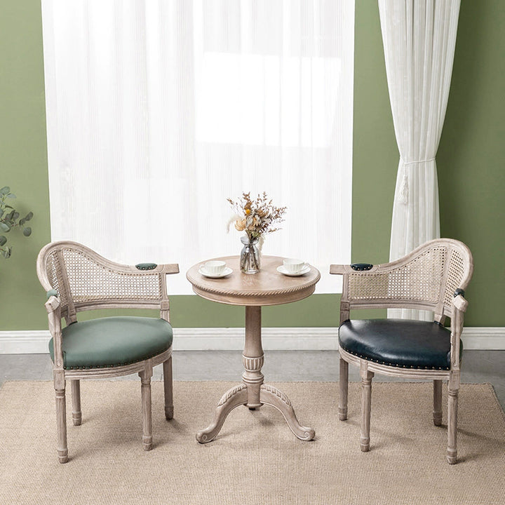 Chaise de salle à manger en cuir véritable européen traditionnel en bois massif avec dossier arc pour salle à manger 