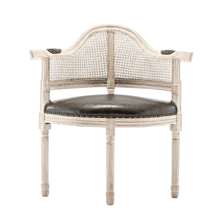 Chaise de salle à manger en cuir véritable européen traditionnel en bois massif avec dossier arc pour salle à manger 