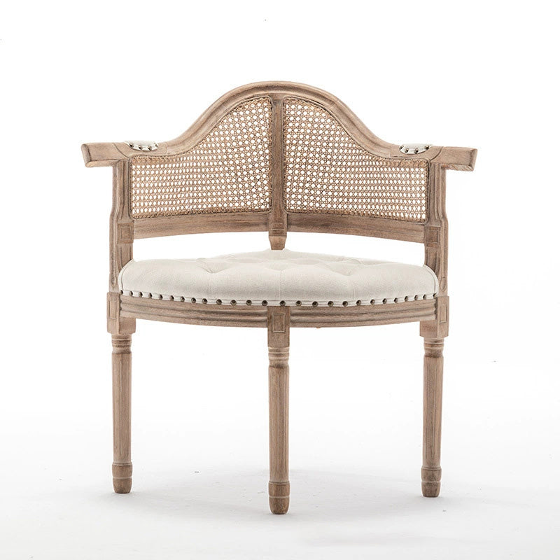 Silla de comedor de madera maciza tapizada en cuero genuino europeo tradicional con respaldo arqueado para comedor 