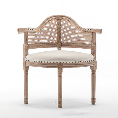 Silla de comedor de madera maciza tapizada en cuero genuino europeo tradicional con respaldo arqueado para comedor 