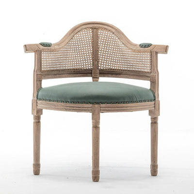 Silla de comedor de madera maciza tapizada en cuero genuino europeo tradicional con respaldo arqueado para comedor 