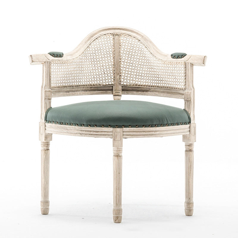 Chaise de salle à manger en cuir véritable européen traditionnel en bois massif avec dossier arc pour salle à manger 