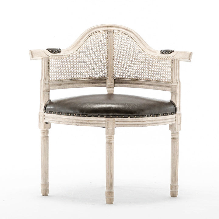 Chaise de salle à manger en cuir véritable européen traditionnel en bois massif avec dossier arc pour salle à manger 
