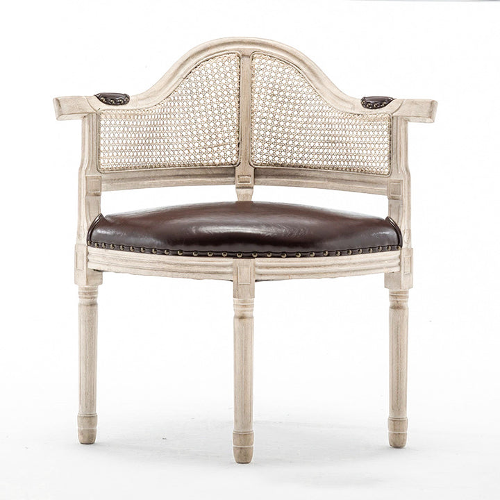 Chaise de salle à manger en cuir véritable européen traditionnel en bois massif avec dossier arc pour salle à manger 