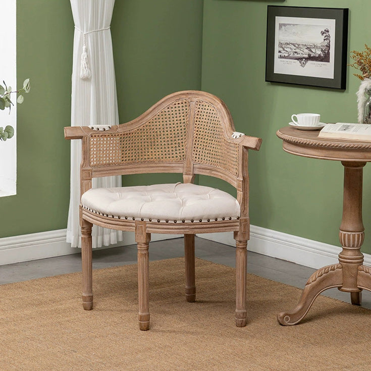 Silla de comedor de madera maciza tapizada en cuero genuino europeo tradicional con respaldo arqueado para comedor 
