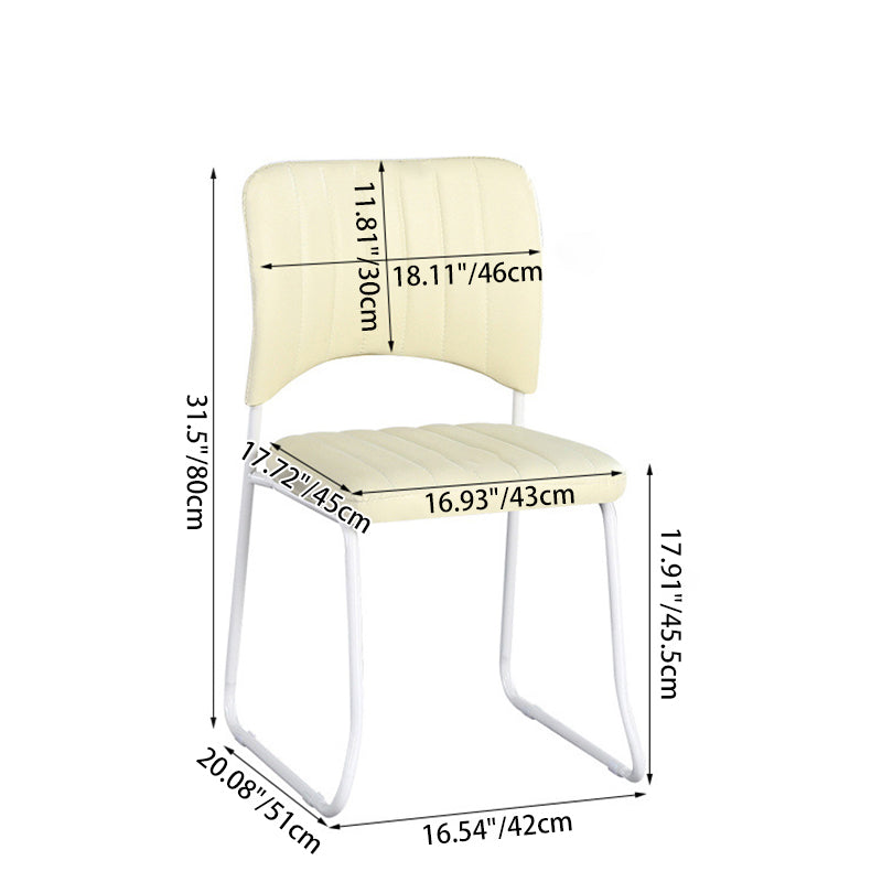 Taburete de tocador apilable con respaldo de cuero escandinavo contemporáneo y estructura de acero al carbono para dormitorio 