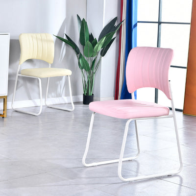 Taburete de tocador apilable con respaldo de cuero escandinavo contemporáneo y estructura de acero al carbono para dormitorio 