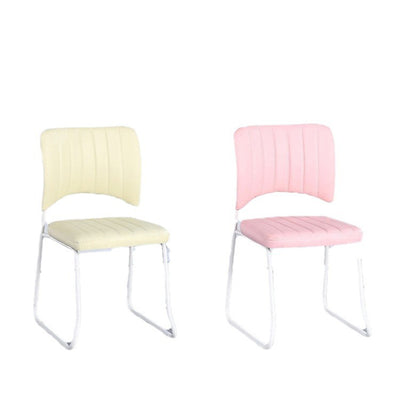 Taburete de tocador apilable con respaldo de cuero escandinavo contemporáneo y estructura de acero al carbono para dormitorio 