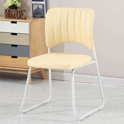 Taburete de tocador apilable con respaldo de cuero escandinavo contemporáneo y estructura de acero al carbono para dormitorio 