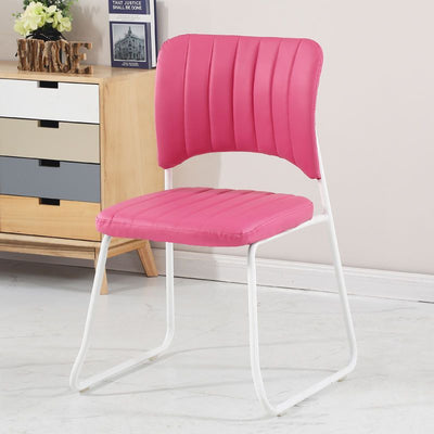Taburete de tocador apilable con respaldo de cuero escandinavo contemporáneo y estructura de acero al carbono para dormitorio 