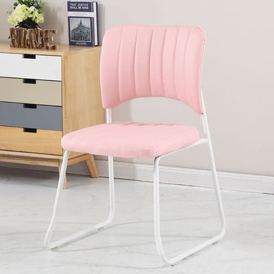 Taburete de tocador apilable con respaldo de cuero escandinavo contemporáneo y estructura de acero al carbono para dormitorio 