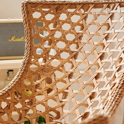 Contemporary Boho PE Wicker Weaving Fabric Cushion Rocking Chair Backrest For Living Room
