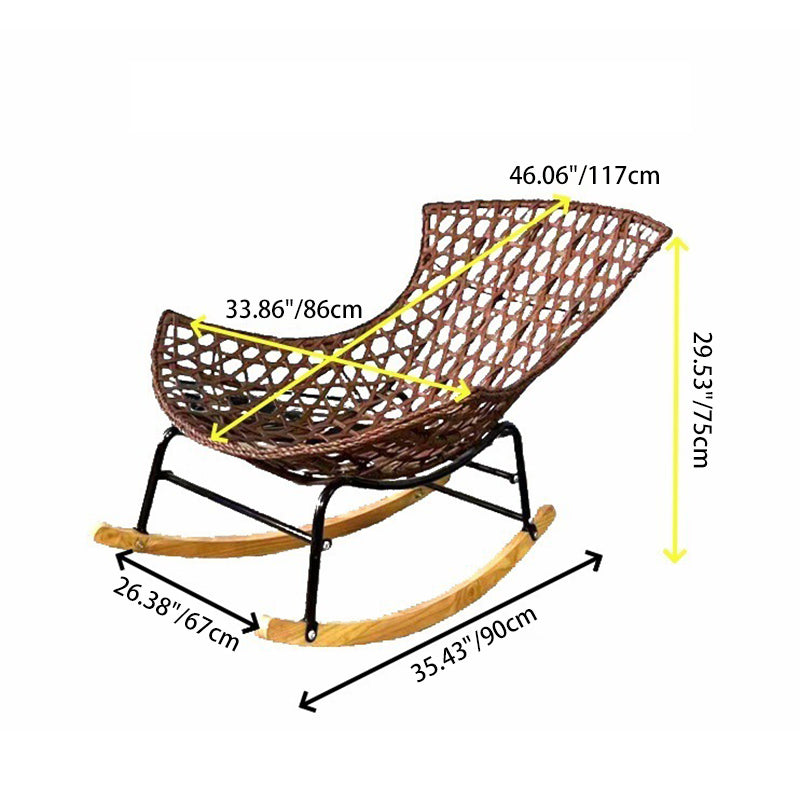 Contemporary Boho PE Wicker Weaving Fabric Cushion Rocking Chair Backrest For Living Room