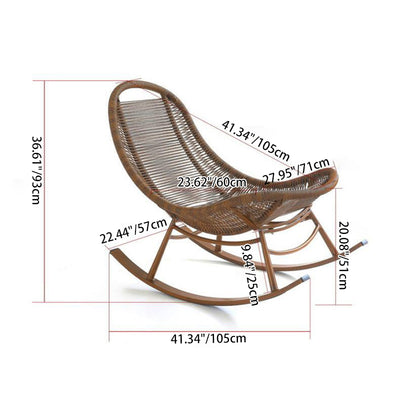 Zeitgenössischer Boho Arc Flechtseil Massivholzrahmen Schaukelstuhl Rückenlehne für Balkon 