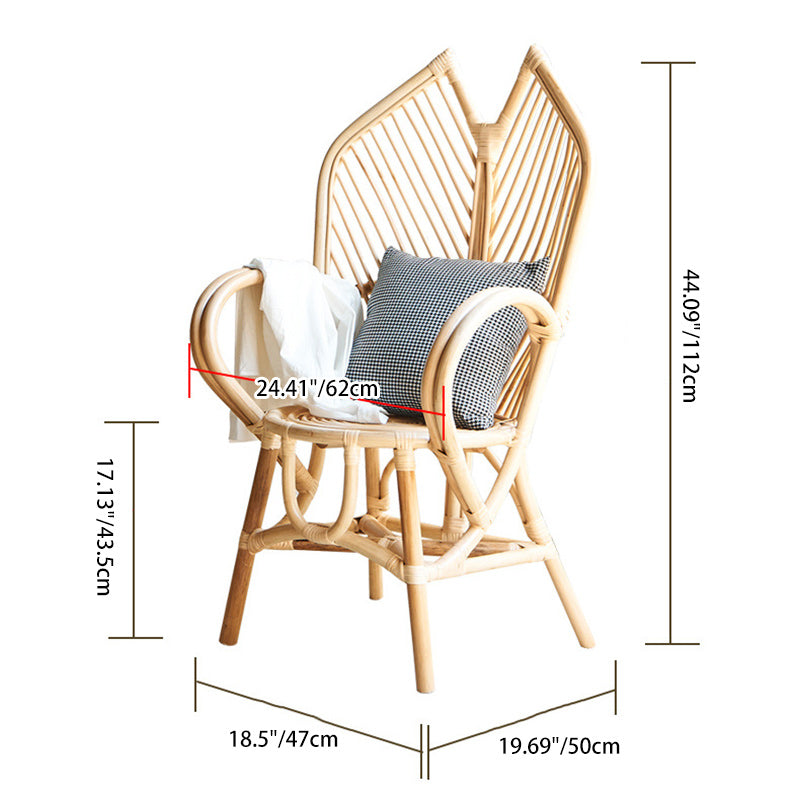 Zeitgenössischer Boho handgefertigter Rattan-Loungesessel Patio-Stuhl Bananenblatt Rückenlehne Armlehne für Balkon 