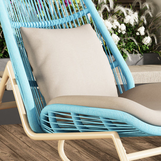 Contemporary Boho Arc PE Woven Rattan Metal Rocking Chair Patio Chair With Pillow Cushion For Balcony