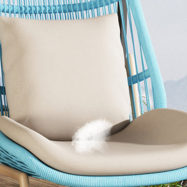 Contemporary Boho Arc PE Rattan Alloy Steel Weaving Rocking Chair Patio Chair With Pillow Cushion For Balcony