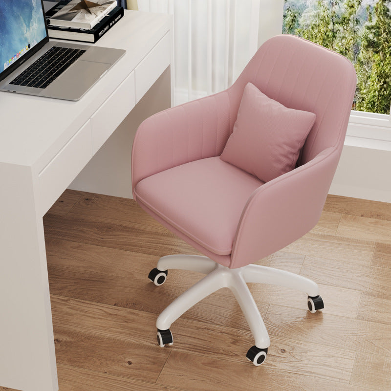 Silla de escritorio giratoria ajustable en altura con respaldo tapizado en franela cuadrada de simplicidad contemporánea para estudio 