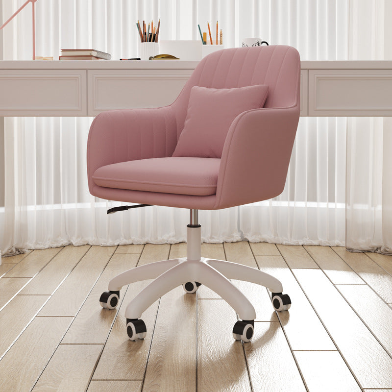 Silla de escritorio giratoria ajustable en altura con respaldo tapizado en franela cuadrada de simplicidad contemporánea para estudio 