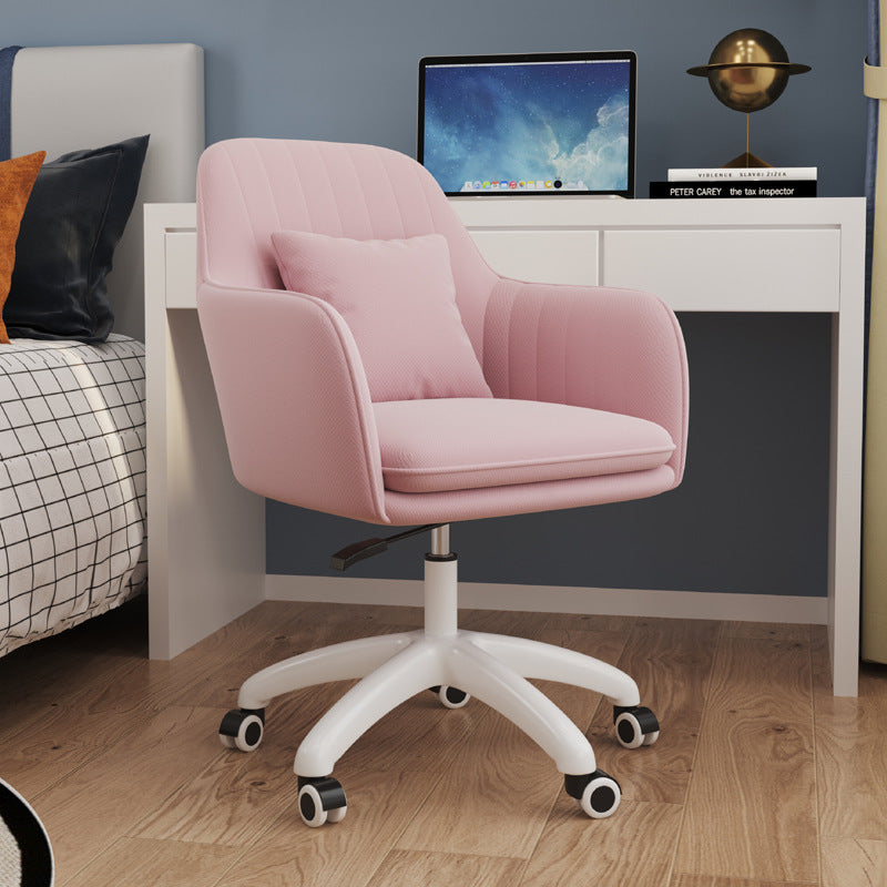 Silla de escritorio giratoria ajustable en altura con respaldo tapizado en franela cuadrada de simplicidad contemporánea para estudio 