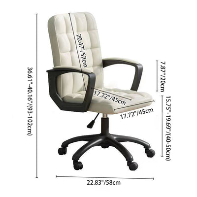 Silla de escritorio giratoria ajustable en altura con respaldo tapizado en tela cuadrada de simplicidad contemporánea para estudio 