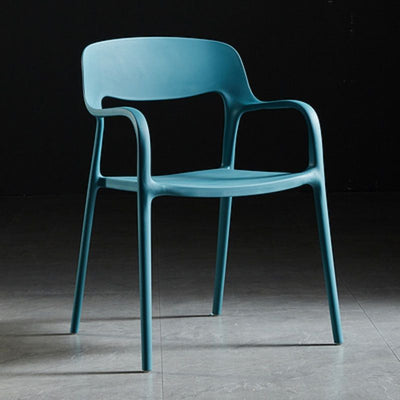 Chaise de salle à manger empilable en plastique carré nordique contemporaine avec dossier et accoudoir 