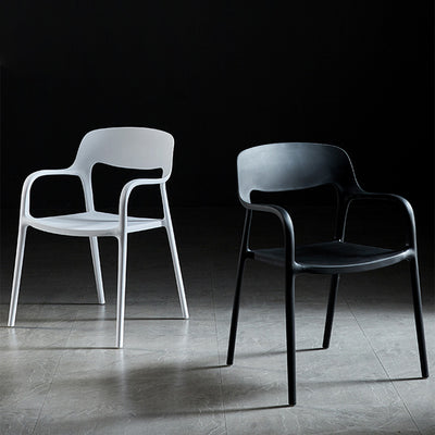 Chaise de salle à manger empilable en plastique carré nordique contemporaine avec dossier et accoudoir 